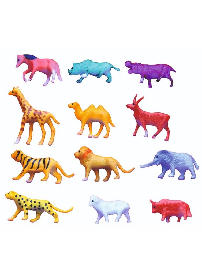 Negi - Negi 12 Pcs Small Size Full Action Toy Figure Jungle Cartoon Wild Animal Toys Figure Playing Set for Kids. - Image 1