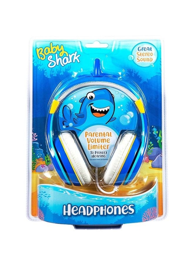 iHome - Baby Shark Wired Headphones - Built in Volume Limiting Feature for Kid Friendly Safe Listening | Adjustable Headband, 3 Volume Settings | Great Stereo Sound 3.5mm connectivity - Blue - Image 1