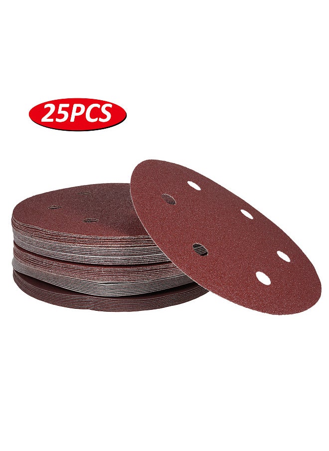 Generic - 25PCS 9 Inch 6 Hole Hook and Loop Adhesive Sanding Discs Sandpaper for Drywall Sander 40 60 80 180 240 Grits - Image 1