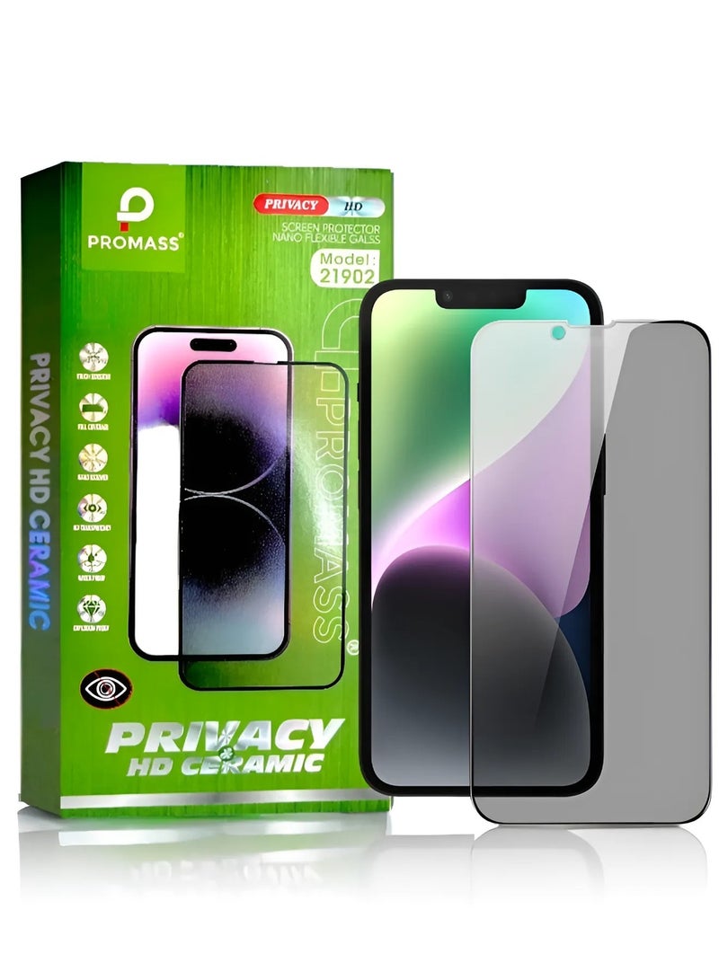 بروماس واقي شاشة سيراميك HD مضاد للتجسس لـ آيفون 13 برو (iPhone 13 Pro) لحماية الخصوصية (لقافة)  من Promass, حماية قصوى للشاشة من الخدوش والكسر - Image 1