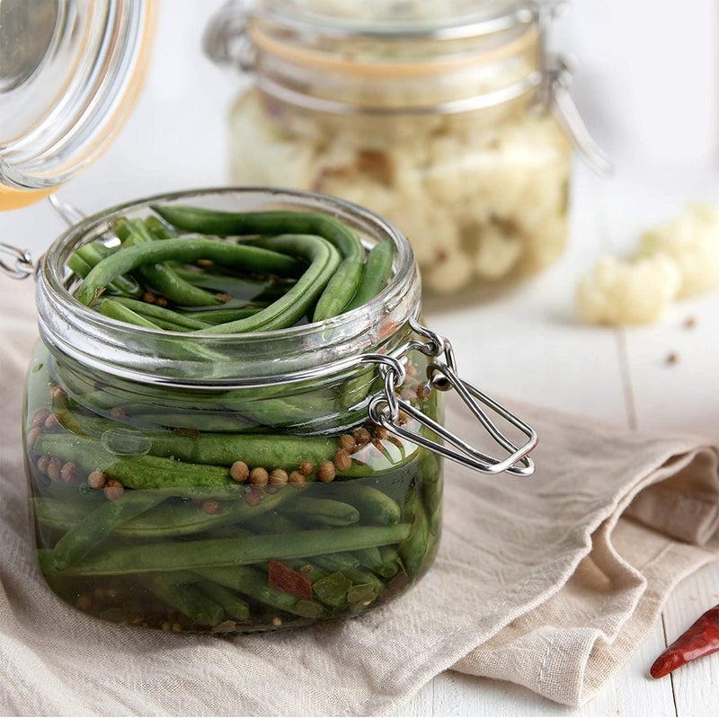 ARUZEN shreenath craft food grade transparent square sealed glass storage jar with clip top cover for jam food storage 500 ml 2 - Image 4