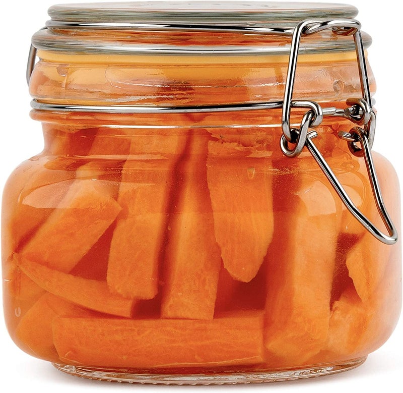 ARUZEN shreenath craft food grade transparent square sealed glass storage jar with clip top cover for jam food storage 500 ml 2 - Image 2