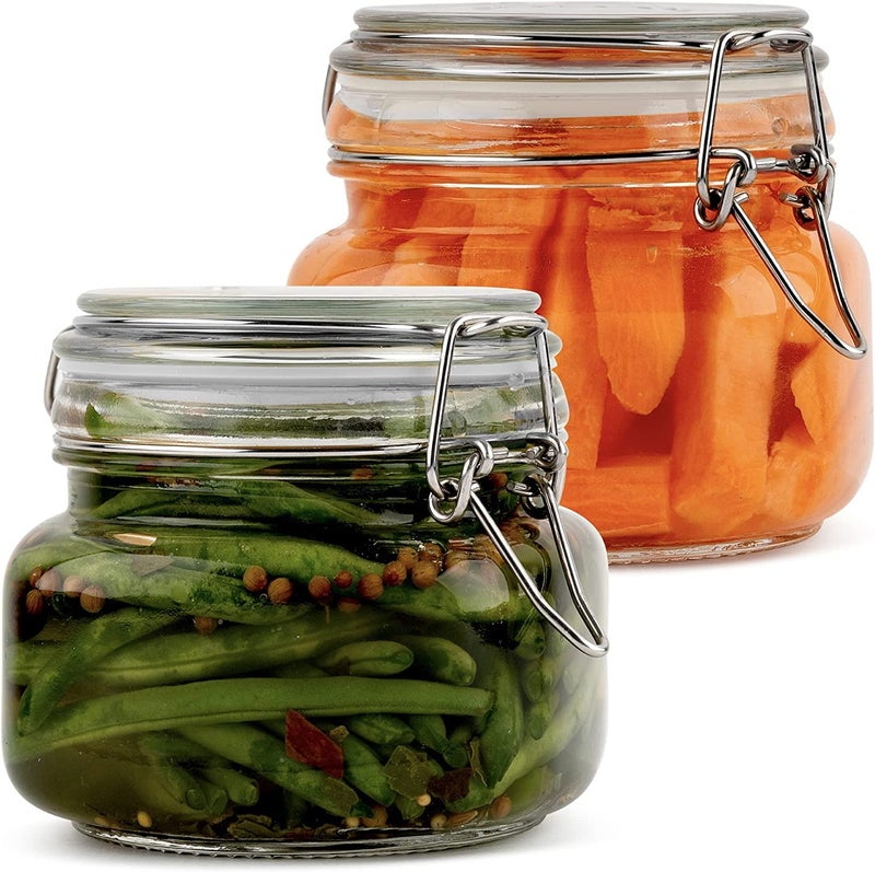 ARUZEN shreenath craft food grade transparent square sealed glass storage jar with clip top cover for jam food storage 500 ml 2 - Image 1