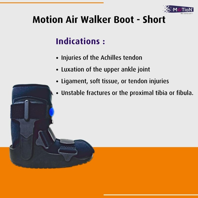 MOTION Air Walker Boot – Short Length | Size - Medium| Pneumatic Fracture Walker Boot with Air Inflator pump for Ankle & Foot Recovery | Color - Black - Image 3