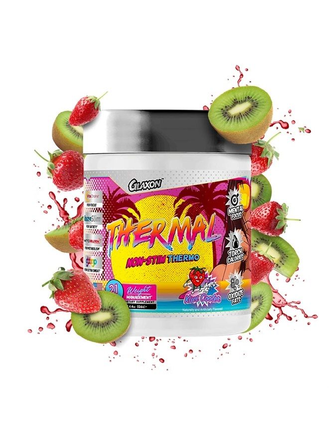 GLAXON Thermal Non-Stimulant Thermogenic Fat Burner Powder from Improve Weight Loss, Suppress Hunger and Appetite – L-Carnitine, VitaCholine™, BAIBA Acid Mitoburn™ - 21 Servings (Kiwi Cooler) - Image 1