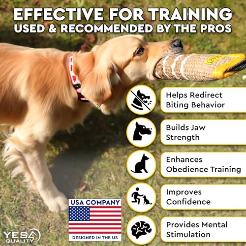 YES4QUALITY Dog Bite Tug Toy 12 x 3.2 Inches - Durable Pull Toy with 2 Soft & Strong Handles - Tough Jute Bite Pillow for Medium to Large Dogs - Ideal for Tug of War, Fetch, K9, Puppy Training & Interactive Play - Image 4