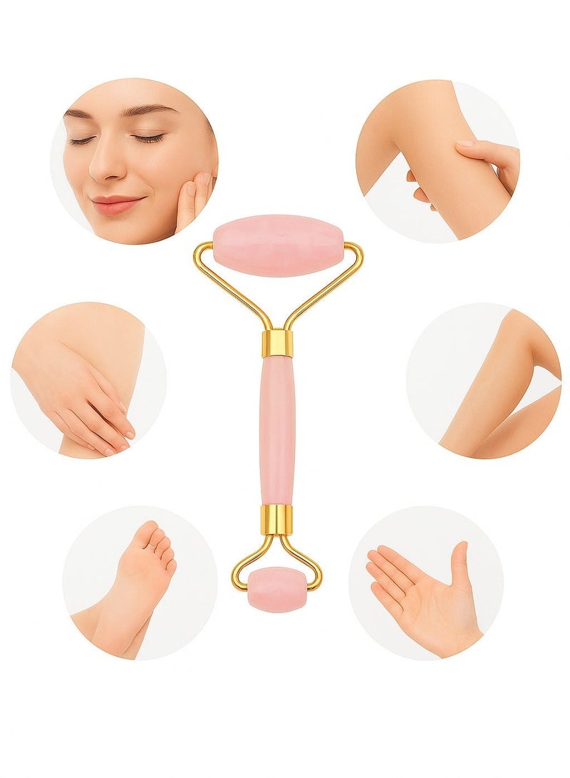 Double-sided crystal jade face massager, rose gold - Image 2
