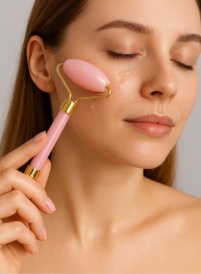 Double-sided crystal jade face massager, rose gold - Image 1
