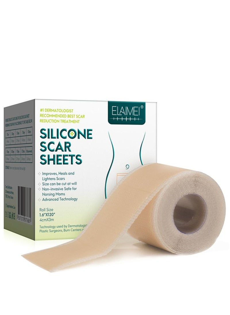 Elaimei - Medical Silicone Scar Sheets Roll 3m - Silicone Gel Sheets for Scar Removal, Silicone Sheets For Removing Scars Painlessly, Reusable Scar Gel Treatment,Cut Custom Size Strips - Image 1