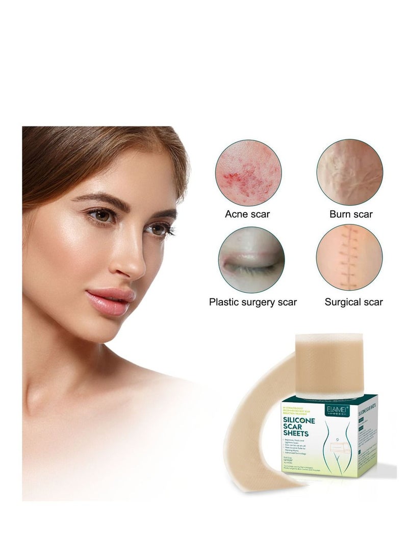 Elaimei - Medical Silicone Scar Sheets Roll 3m - Silicone Gel Sheets for Scar Removal, Silicone Sheets For Removing Scars Painlessly, Reusable Scar Gel Treatment,Cut Custom Size Strips - Image 1