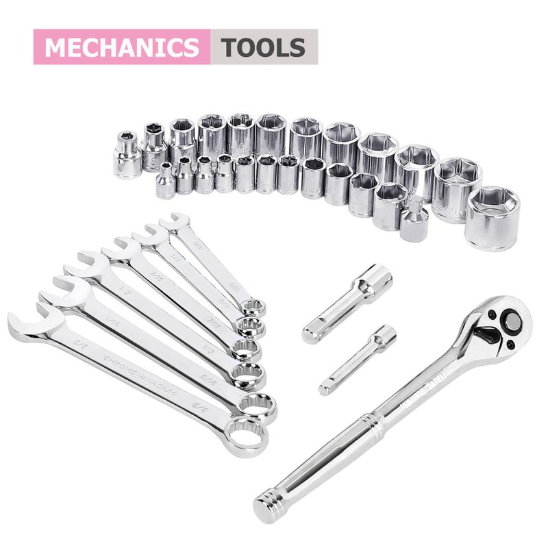 FASTPRO 267-Piece Pink Tool Set, Home Repairing Tool Kit with 13-Inch Wide Mouth Open Tool Bag, Mechanics Hand Tool Kit for DIY, Home Maintenance - Image 4