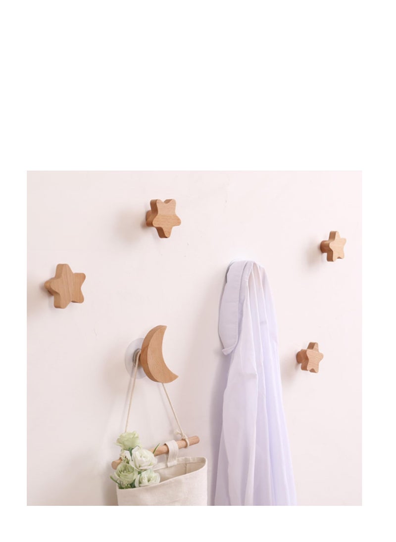 SYOSI Wood Wall Hooks for Hanging - 6 Pack Coat Hooks Adhesive Mounted & Wall Mounted, Wooden Rustic Farmhouse Heavy Duty Towel Hooks, Wall Hooks for Hanging Coats, Towel, Hat, Keys, Purse, Bag  - Image 2