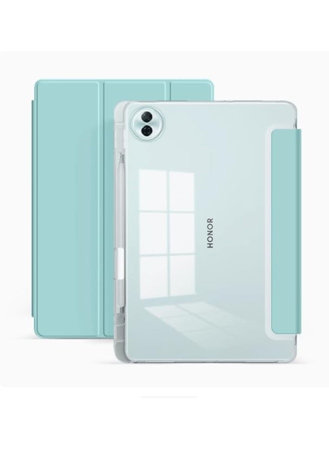 general Case Compatible with Honor Pad 10 12.1 inch (HEY3-W00/W10) 2025 Tablet, Trifold Stand Cover Case with Pencil Holder, Leather Clear Transparent Back Cover - Image 1