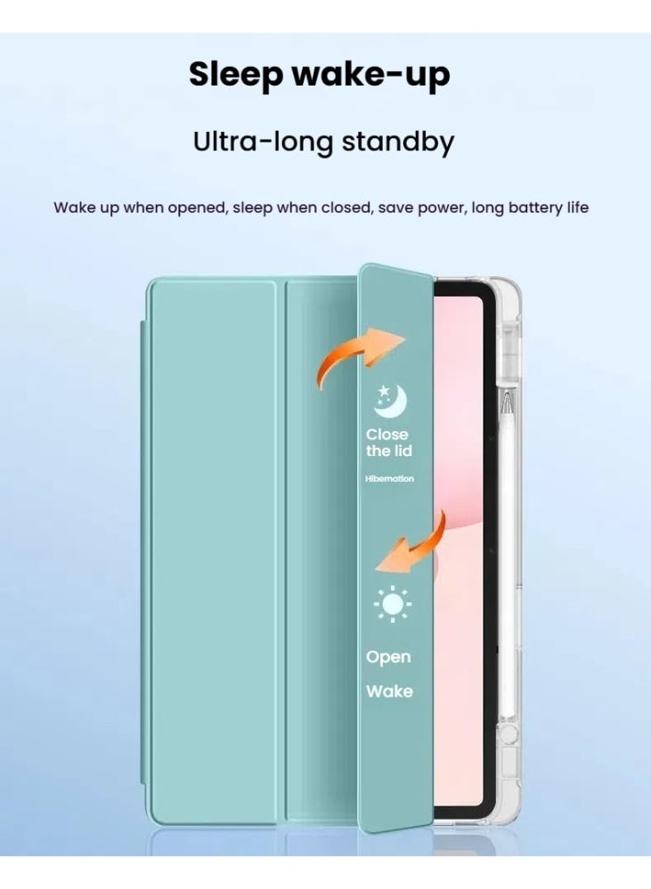 general Case Compatible with Honor Pad 10 12.1 inch (HEY3-W00/W10) 2025 Tablet, Trifold Stand Cover Case with Pencil Holder, Leather Clear Transparent Back Cover - Image 3