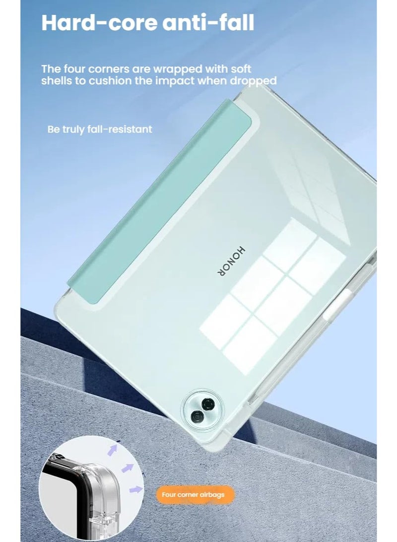 general Case Compatible with Honor Pad 10 12.1 inch (HEY3-W00/W10) 2025 Tablet, Trifold Stand Cover Case with Pencil Holder, Leather Clear Transparent Back Cover - Image 4