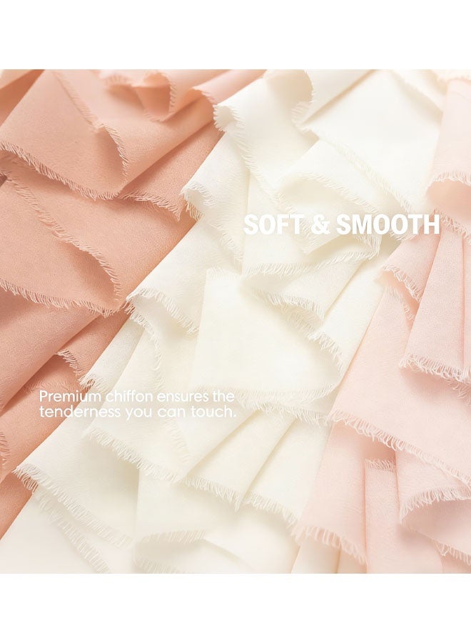Pink And Cream Chiffon Ribbon For Flower Bouquet, 1.5" x21Yd Fabric Ribbon For Gift Wrapping, Handmade Frayed Ribbon For Wedding Invitations / Christmas Decorations - Image 3