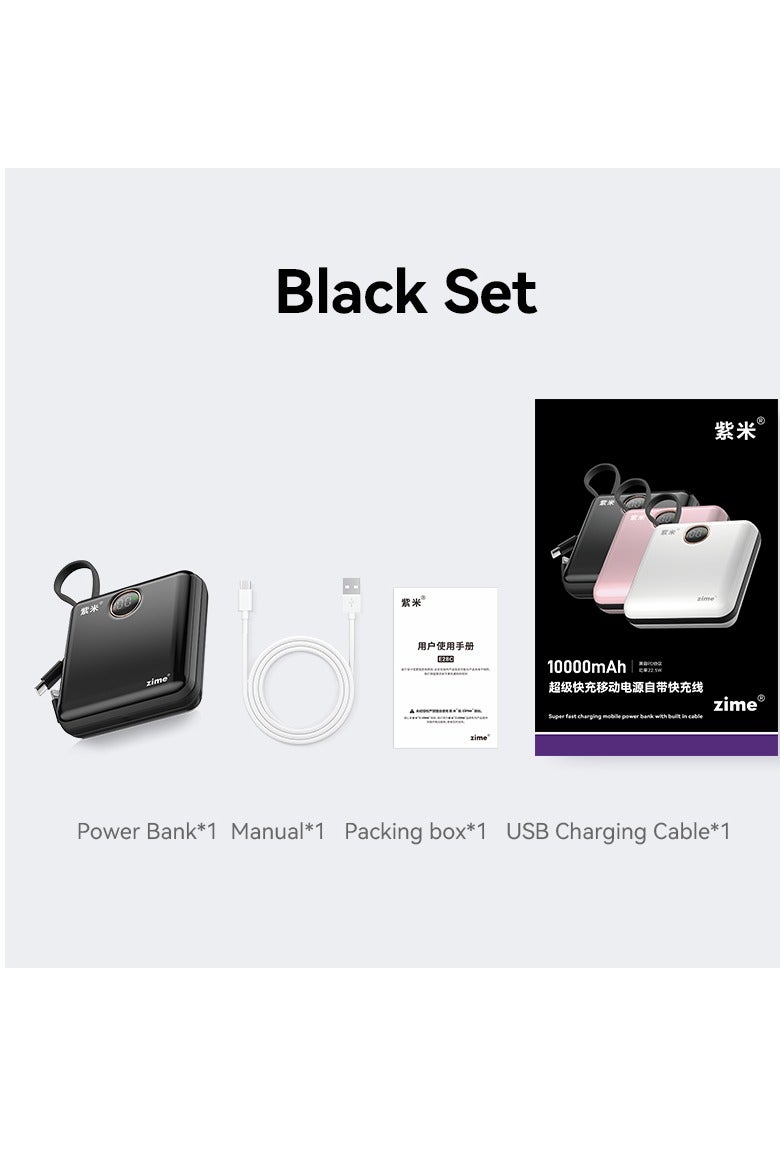 zime باور بانك زيم E28C، 10,000 مللي أمبير، شاحن محمول سريع 22.5 واط كحد أقصى مع كابلات USB-C مدمجة وموصلات، 1 USB-C، 1 USB-L، حزمة بطارية لهواتف آيفون 16/15/14، جالاكسي، والمزيد - Image 2