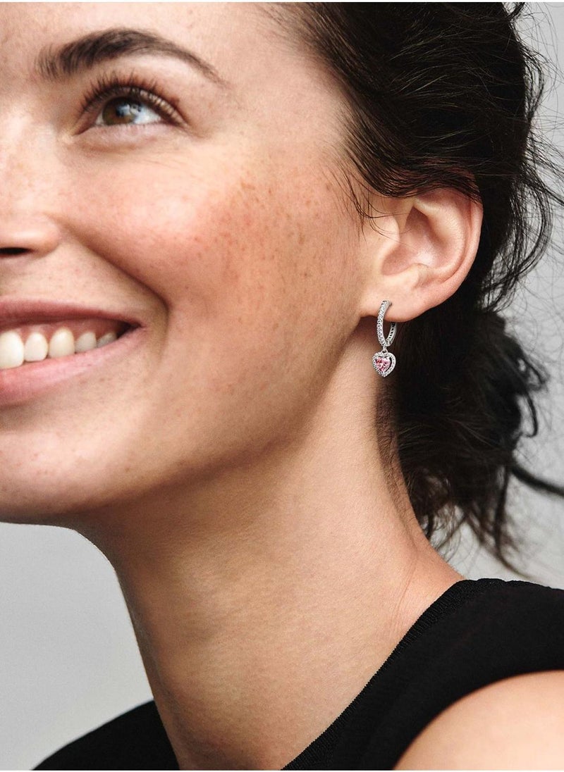 PANDORA Sparkling Halo Heart Hoop Earrings - Image 2
