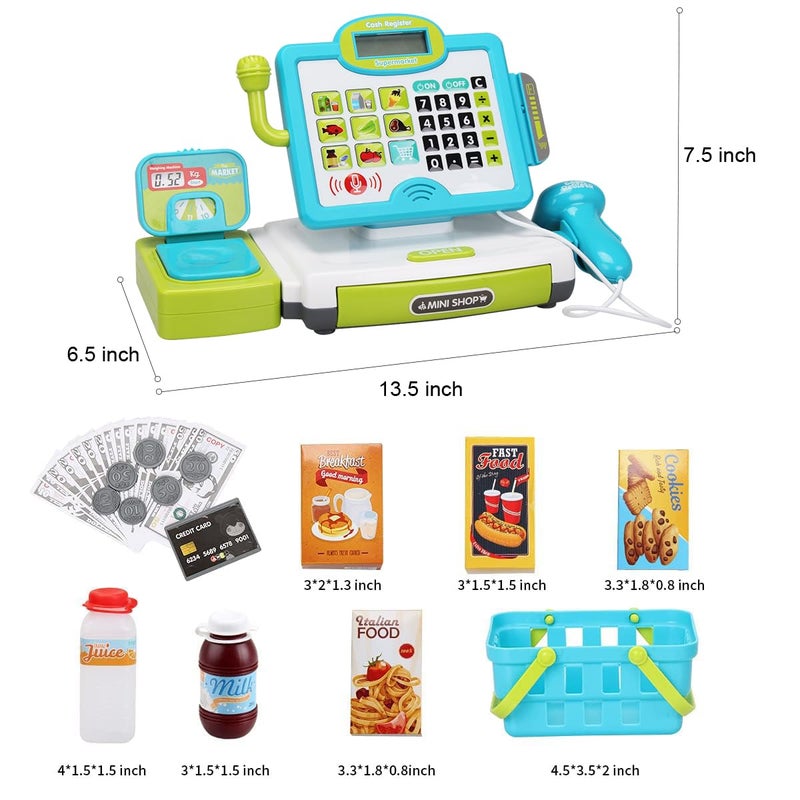  FS Fs Pretend Play Cash Register Toy Preschool Gift For Kids  Classic Count Toy With Sound  Microphone  Scanner  Credit Card  Play Food For Boys & Girls  57 Pieces Play Set  Ages 3 4 5 6 7  Purple - Image 5