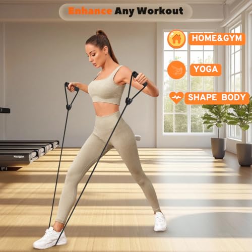 ONIPAX 1 Pair Stepper Resistance Bands with Handles & Connecting Strap – Workout & Exercise Bands for Strength Training, Muscle Toning, Home Gym Fitness Equipment - Image 4