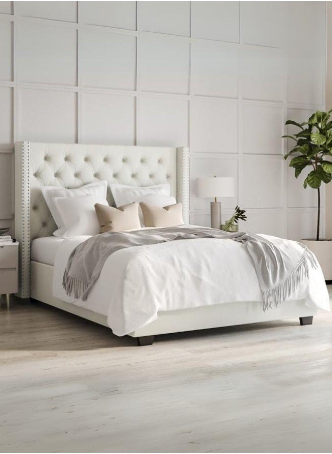 Bed and Mattress Zone Boswell California King Upholstered Bed 200x180 King Size Beige Color  - Image 1