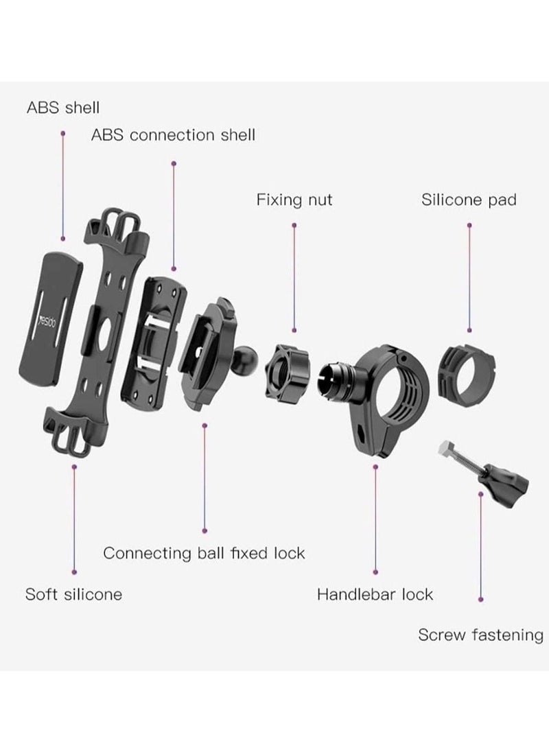 Yesido C66 Bike Bicycle Motorcycle Mobile Phone Holder Mount Universal 360 Degree Adjustable Rotation Compatible with smart phones. - Image 2