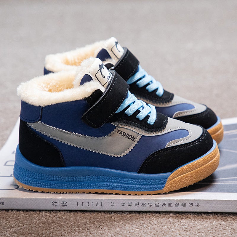 Boys Shoes Winter Fleece-Lined Board Shoes Big Cotton Winter Shoes Big Children Cotton Shoes Girls Shoes High-Top Girls Sneaker - Image 3