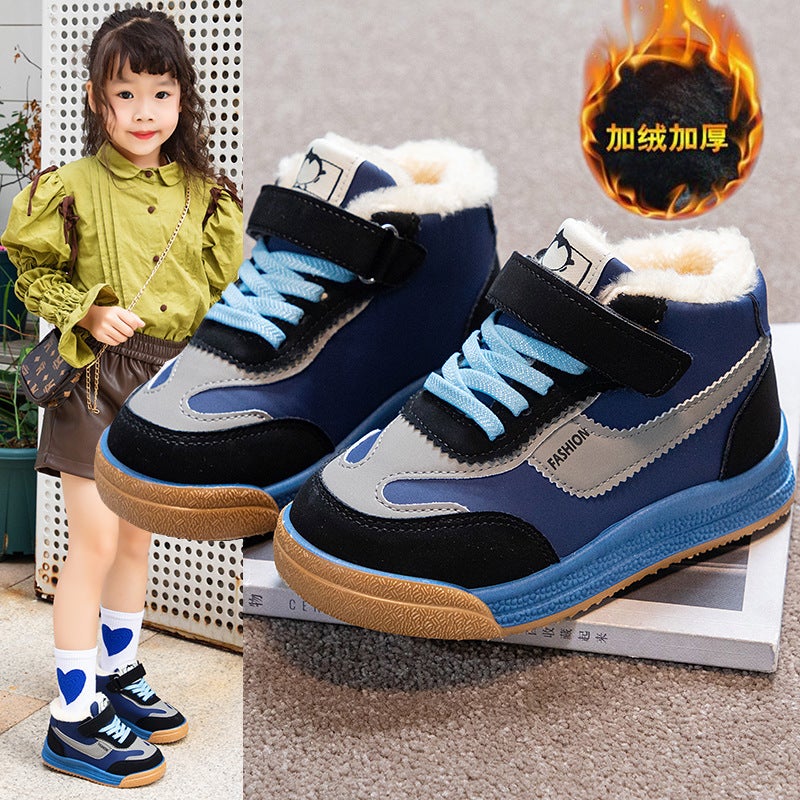 Boys Shoes Winter Fleece-Lined Board Shoes Big Cotton Winter Shoes Big Children Cotton Shoes Girls Shoes High-Top Girls Sneaker - Image 4