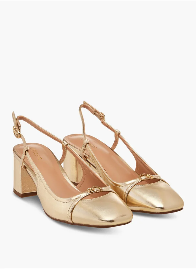 سيليست Women's Solid Square Toe Blocked Heel Sandals with Hook and Eye Closure