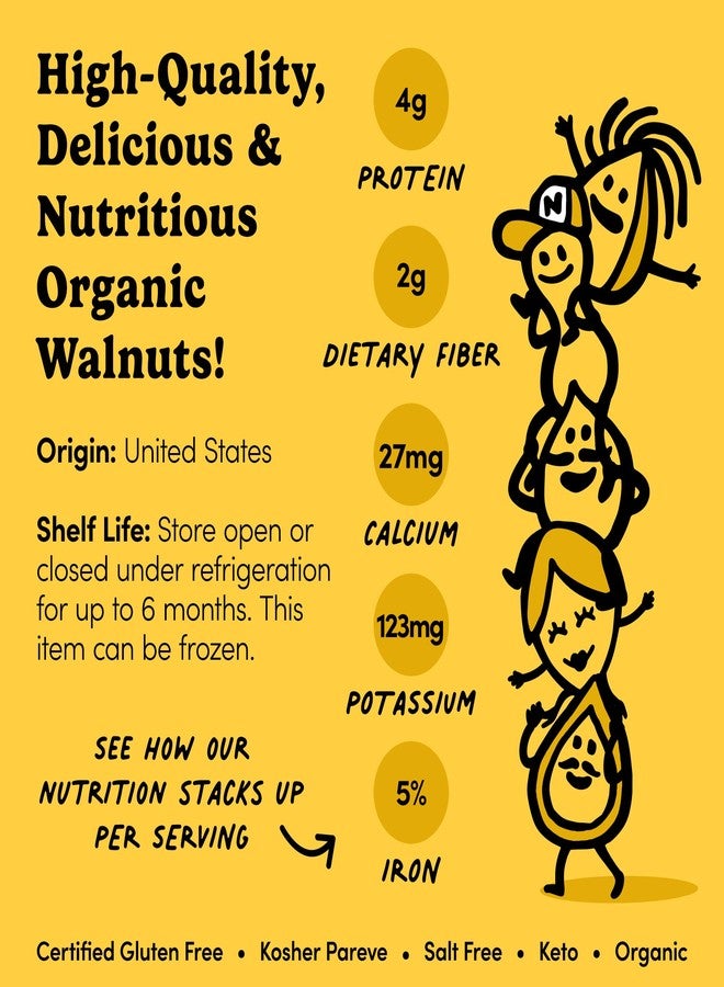 Nuts.com – Organic Walnuts (Raw, No Shell) – Healthy Snack for Adults & Kids, Nutty & Slightly Sweet Flavor, Good Source of Protein & Fiber – Vegan, Raw, Gluten-Free & Kosher Pareve – 2 Pound Bag - Image 4