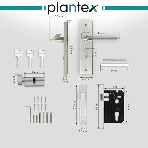 Plantex Heavy-Duty Door Lock Set - Main Door Lock Handle Set/ 6-Lever Lock Mechanism with 3 Years of Warranty/Mortise Lock with 3 Keys, Brass Lock Body & Cylinder(8105 - Matt) - Image 3