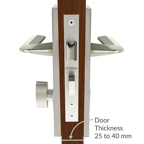 Plantex Heavy-Duty Door Lock Set - Main Door Lock Handle Set/ 6-Lever Lock Mechanism with 3 Years of Warranty/Mortise Lock with 3 Keys, Brass Lock Body & Cylinder(8105 - Matt) - Image 5