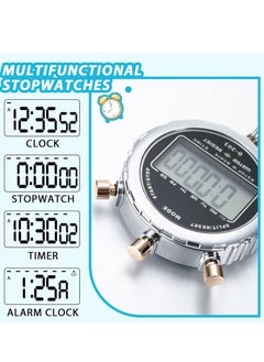 SYOSI Digital Stopwatch, 2 PCS Metal Waterproof Stop Watch, Sports Stopwatch Timer 1/100th Second Handheld Chronograph with Large Display Shockproof Stopwatch for Coaches Swimming Training Competition  - Image 2
