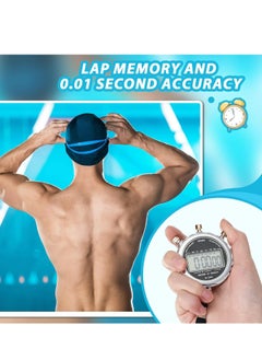 SYOSI Digital Stopwatch, 2 PCS Metal Waterproof Stop Watch, Sports Stopwatch Timer 1/100th Second Handheld Chronograph with Large Display Shockproof Stopwatch for Coaches Swimming Training Competition  - Image 5