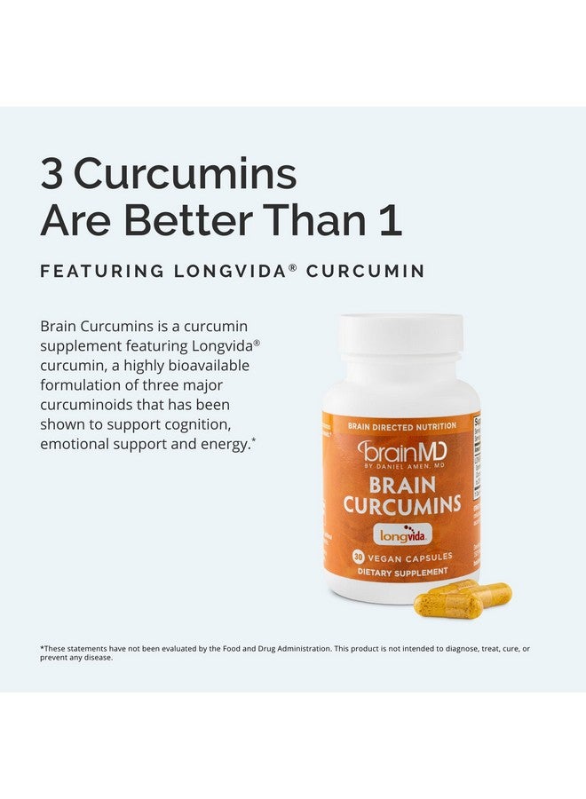 برينمد BrainMD Brain Curcumins - 30 كبسولة نباتية - مع الكركمين Longvida - خالية من الجلوتين - 30 وجبة - Image 3