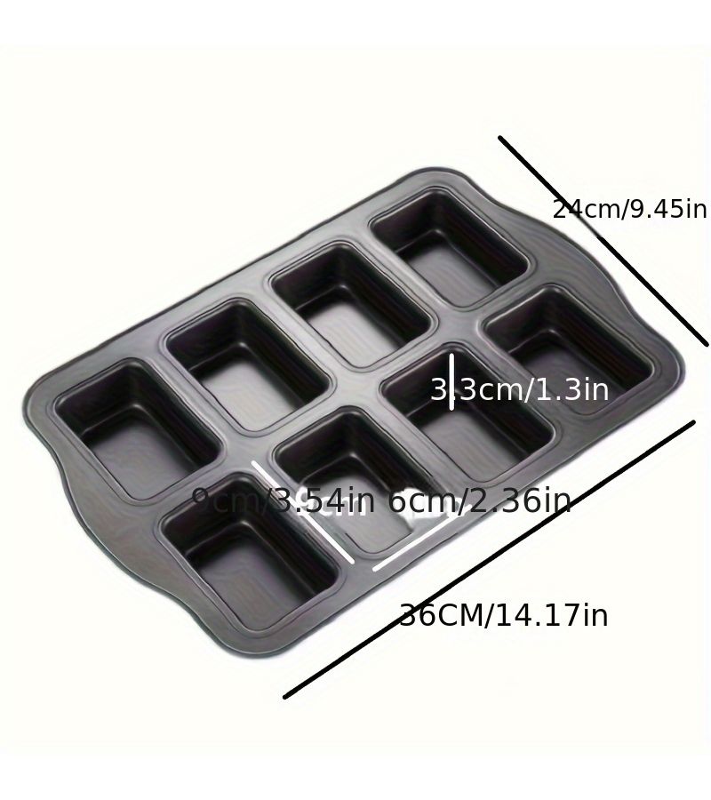 8 Link Brownies Mold Black Non Stick Mini Loaf Cake Pan Square Bread Toast Baking Tool - Image 3