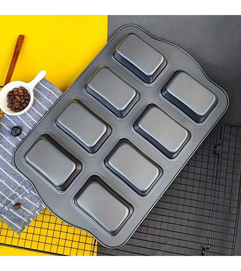 8 Link Brownies Mold Black Non Stick Mini Loaf Cake Pan Square Bread Toast Baking Tool - Image 5