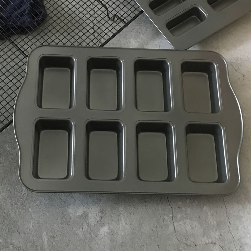 8 Link Brownies Mold Black Non Stick Mini Loaf Cake Pan Square Bread Toast Baking Tool - Image 4