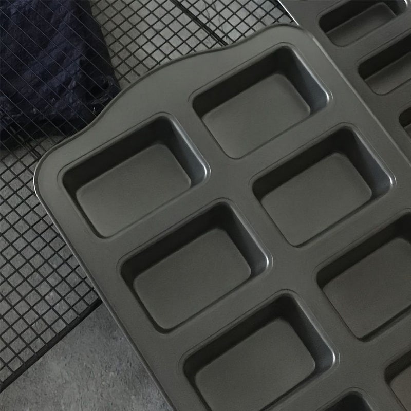 8 Link Brownies Mold Black Non Stick Mini Loaf Cake Pan Square Bread Toast Baking Tool - Image 2