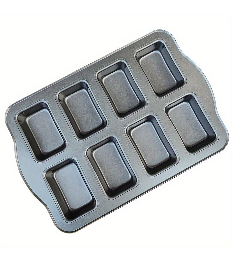 8 Link Brownies Mold Black Non Stick Mini Loaf Cake Pan Square Bread Toast Baking Tool - Image 1