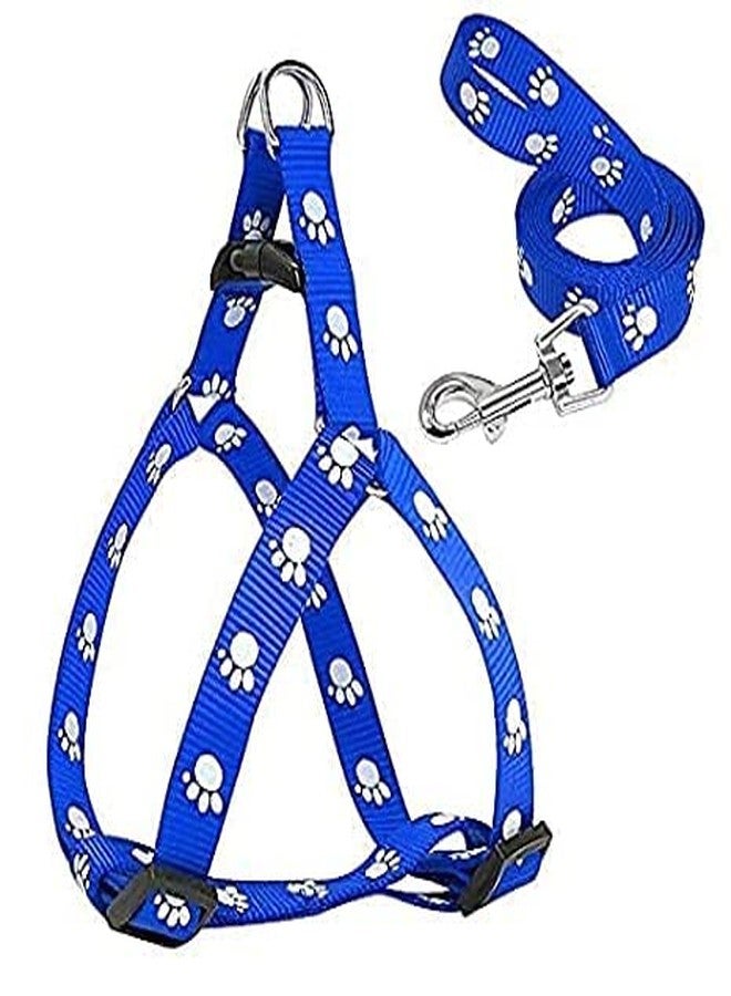 Pups&Pets Adjustable Leash with Harness Set Paw Printed Nylon Puppy Harness for All Breeds Dogs, Cat and Puppies - (Color as per Availability) - Image 2