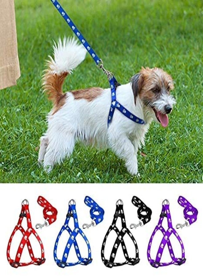 Pups&Pets Adjustable Leash with Harness Set Paw Printed Nylon Puppy Harness for All Breeds Dogs, Cat and Puppies - (Color as per Availability) - Image 1