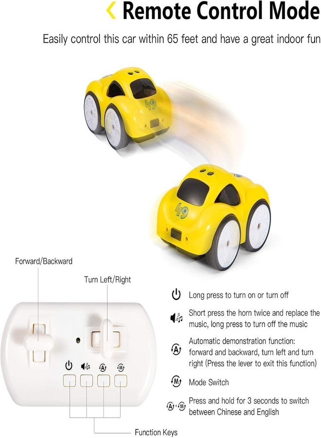 Babelly Mini RC Intelligent Sensor Stunt Car Toy for Child 3-8,4 Smart Modes: Follow Object, Chase, and Follow Track,2.4GHz RC Cartoon Car for Kids. (Green) - Image 4