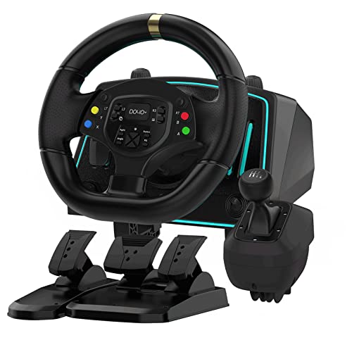 NBCP Racing Wheel with 6-Speed Shifter & Pedals –1080° Gaming Steering Wheel for PS4, Xbox & PC, Vibration Feedback, Clamp Mount, Plug & Play - Image 1