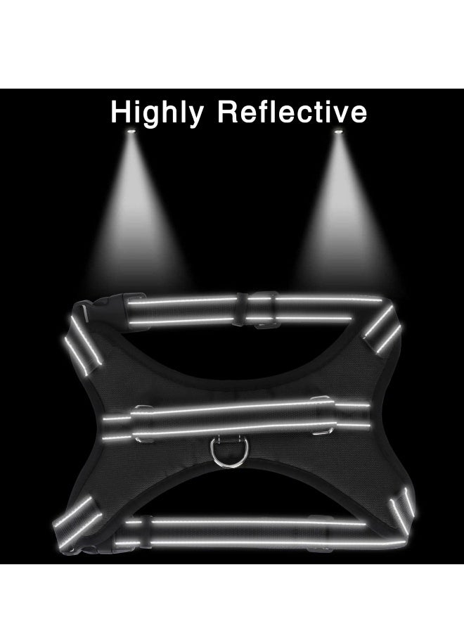 Dog Harness, Breathable Adjustable Pet Harness Dog Vest Harness, Reflective Oxford Easy Control Dog Harness with Sturdy Handle for Small Medium Large Dogs (Black) - Image 2
