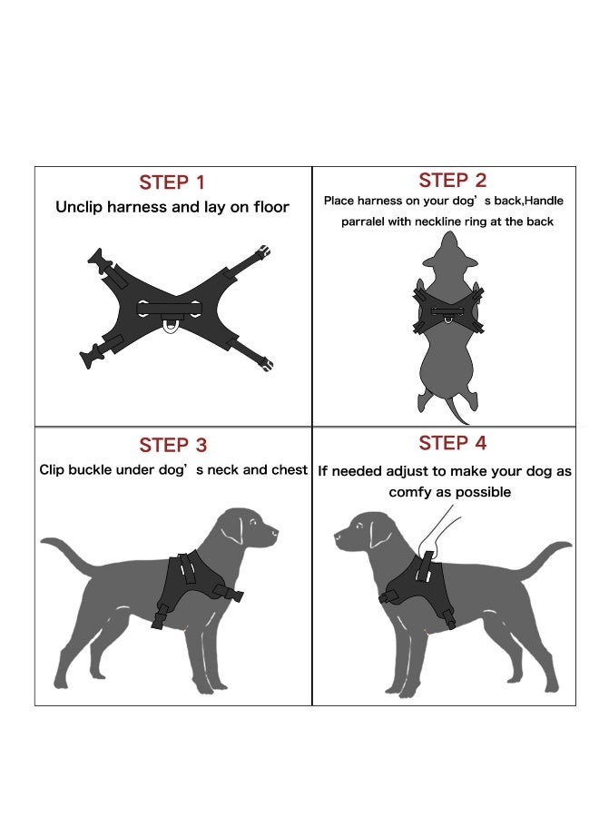 Dog Harness, Breathable Adjustable Pet Harness Dog Vest Harness, Reflective Oxford Easy Control Dog Harness with Sturdy Handle for Small Medium Large Dogs (Black) - Image 3