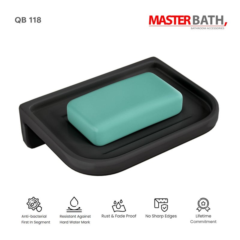 MASTER BATH QW118 Ceramic Sabu Dani, UF Soap Dish Tray, Sabu Dani for Bathroom Accessories, Wall Mount Premium Ceramic Soap Dish, Soap Holder (Black) - Image 2