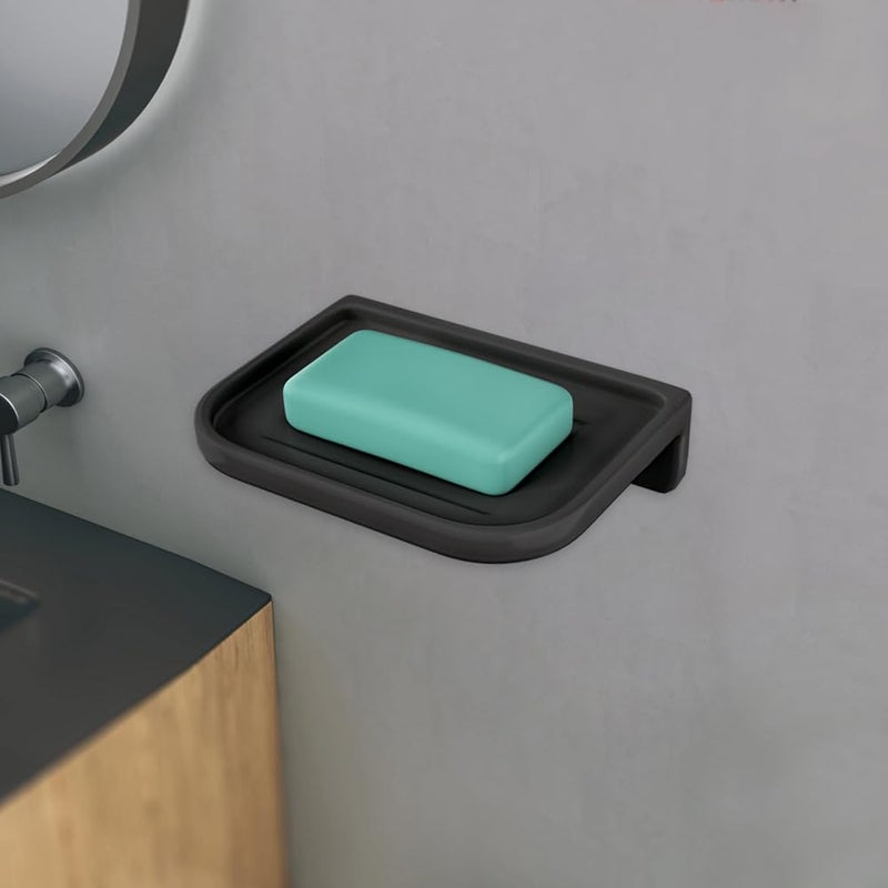 MASTER BATH QW118 Ceramic Sabu Dani, UF Soap Dish Tray, Sabu Dani for Bathroom Accessories, Wall Mount Premium Ceramic Soap Dish, Soap Holder (Black) - Image 1