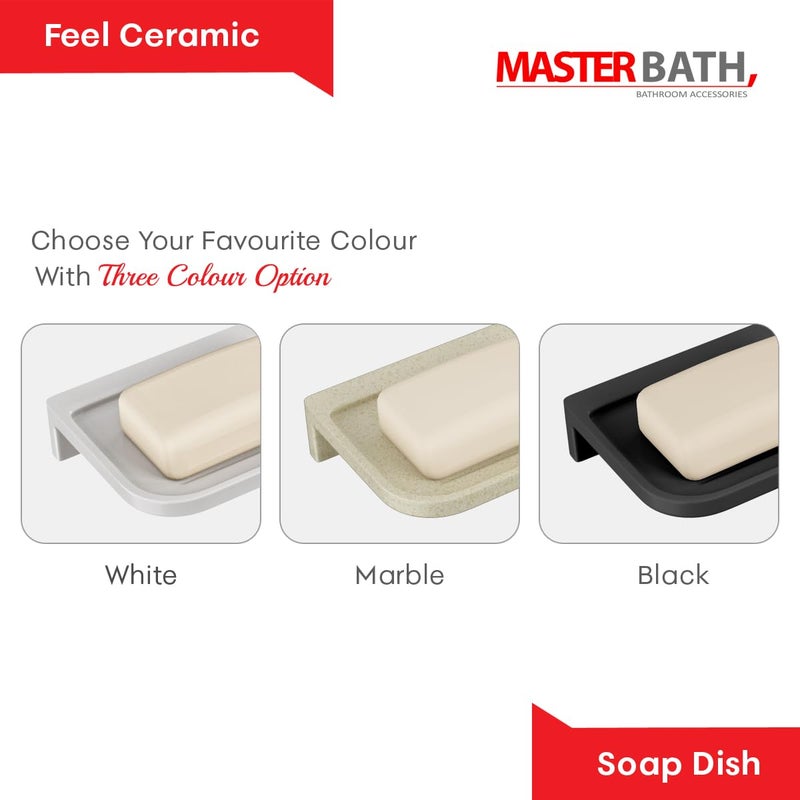 MASTER BATH QW118 Ceramic Sabu Dani, UF Soap Dish Tray, Sabu Dani for Bathroom Accessories, Wall Mount Premium Ceramic Soap Dish, Soap Holder (Black) - Image 3