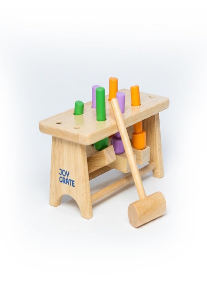 JoyCrate Whack n Wiggle Bench for Babies | Hammer & Peg Toy | Fine Motor, Hand-Eye Coordination & Cause-Effect Play | Montessori Wooden Hammer Toy for Babaies 9+ Months - Image 1